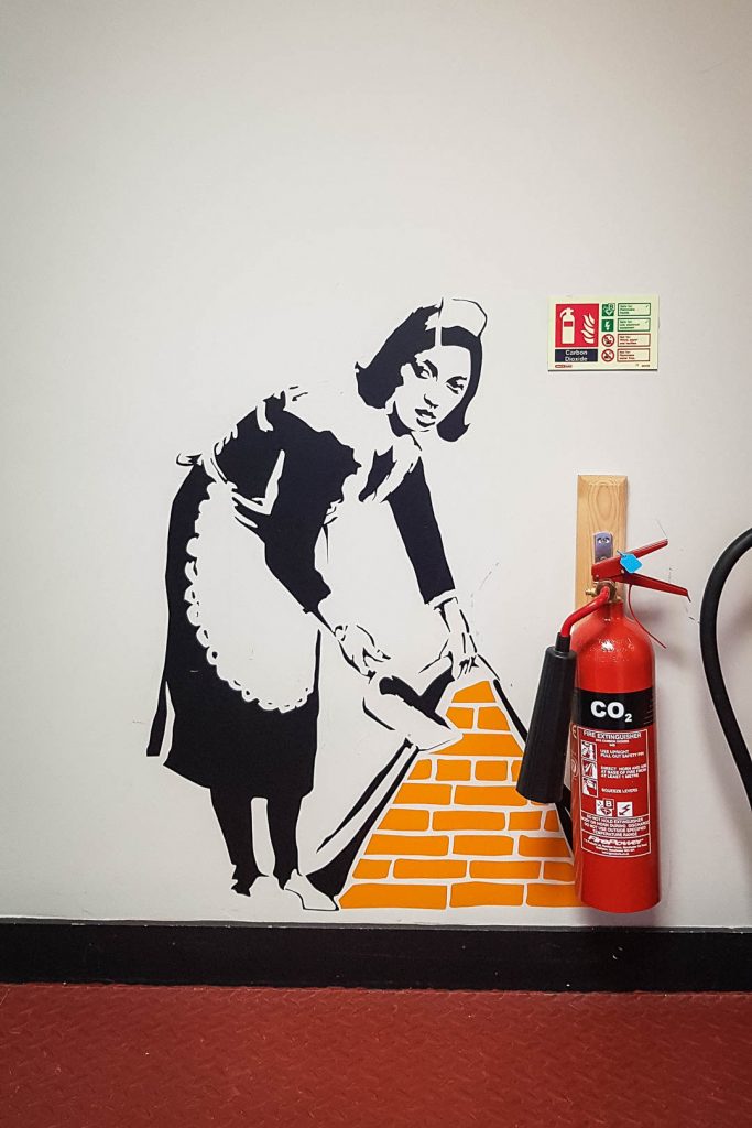 Wall art at Code pod hostel in Edinburgh