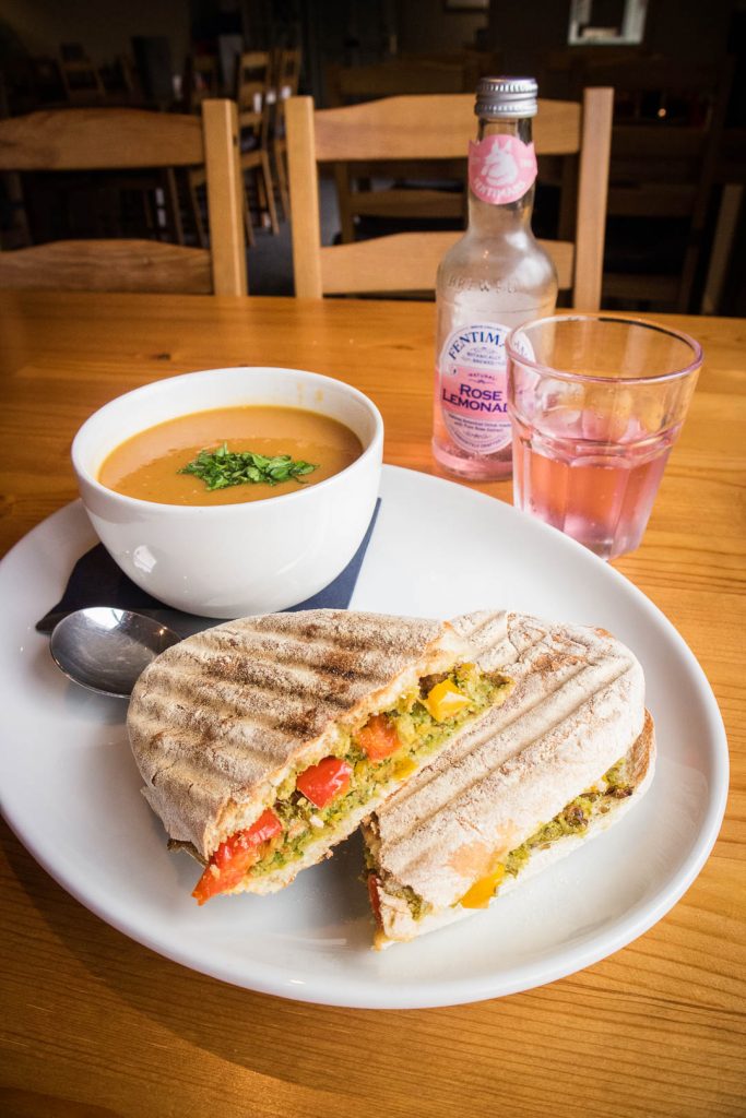 Soup and sandwich combo at Glenbarr Cafe