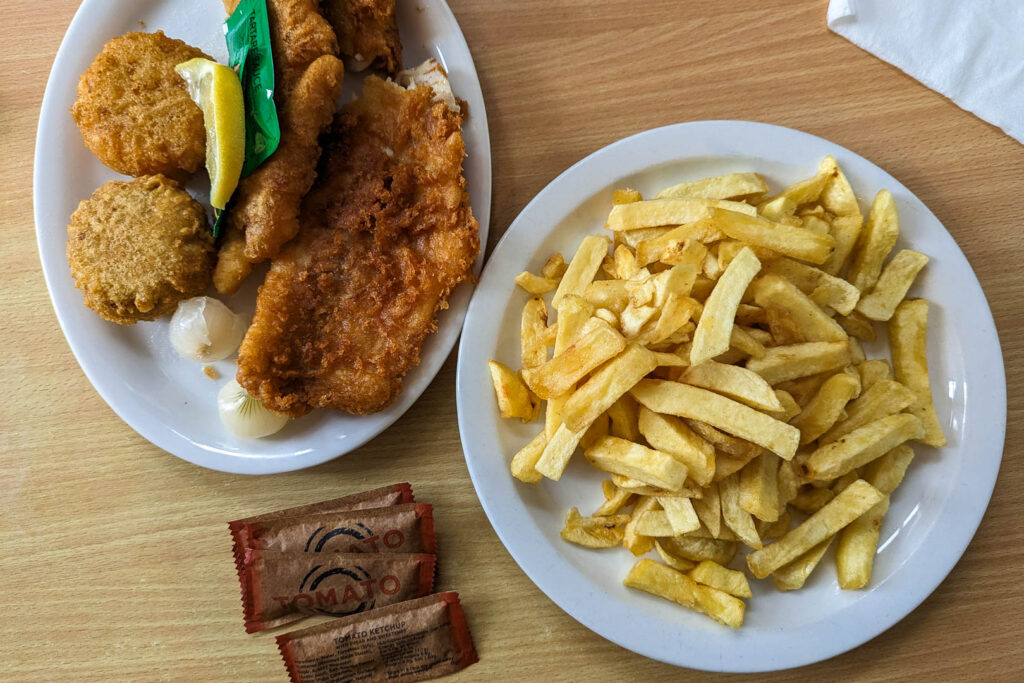 Fried food and chips in Orkney