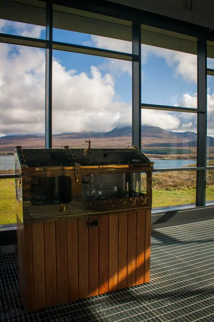Whisky safe at Ardnahoe Distillery on Islay with views of Jura