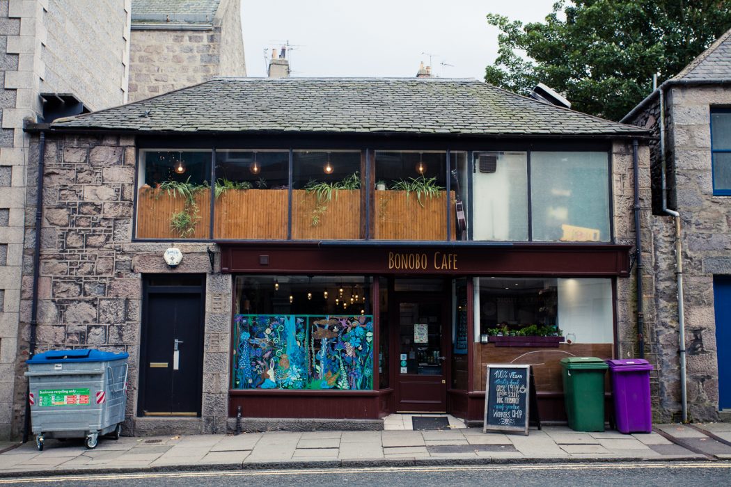 The exterior of Bonobo vegan cafe in Aberdeen