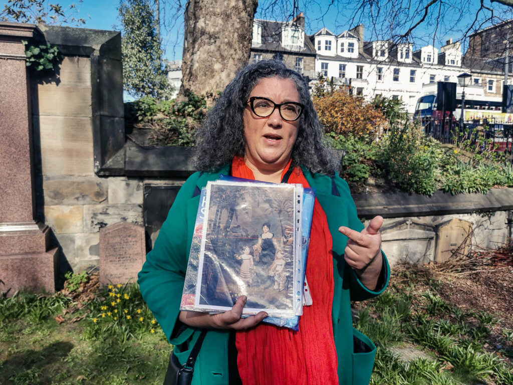Lisa Williams leading a Black History walking tour in Edinburgh