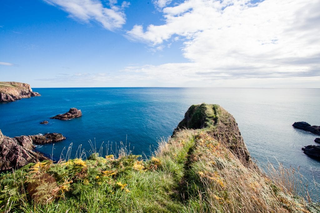 The cliffs and sea view at Bullers of Buchan in Aberdeen.
