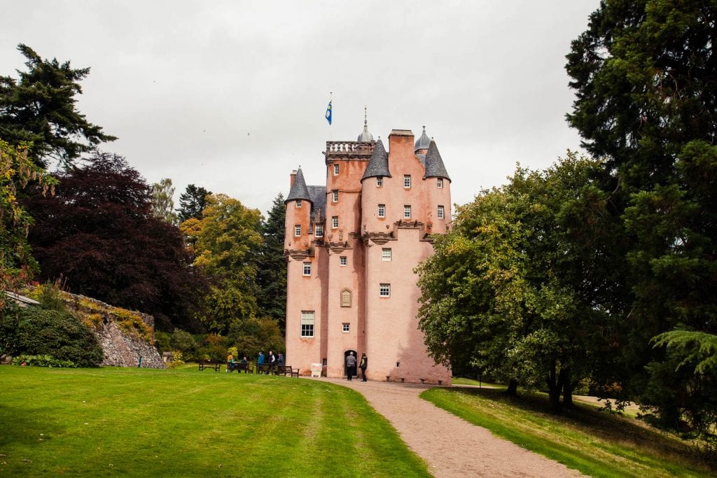 The pink fairytale castle, Craigievar Castle in the Royal Deeside in Aberdeenshire, Scotland