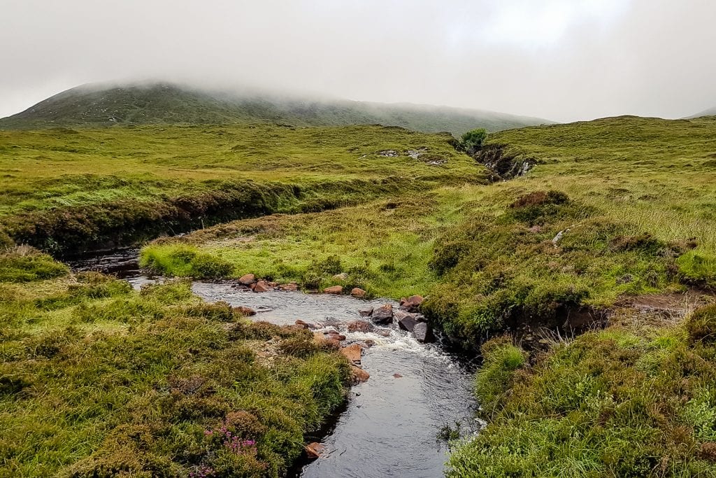 Day 8 Cloudy mountain views and a river on Harris - Hebridean Way in 12 days