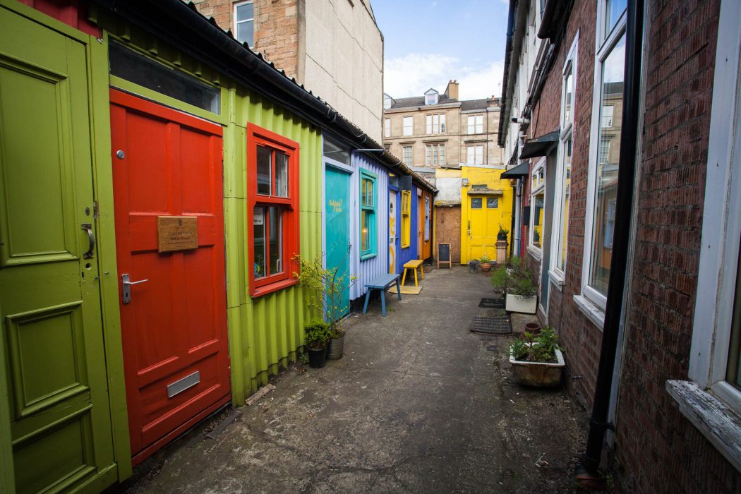 The colourful workshops at the Hidden Lane Glasgow.