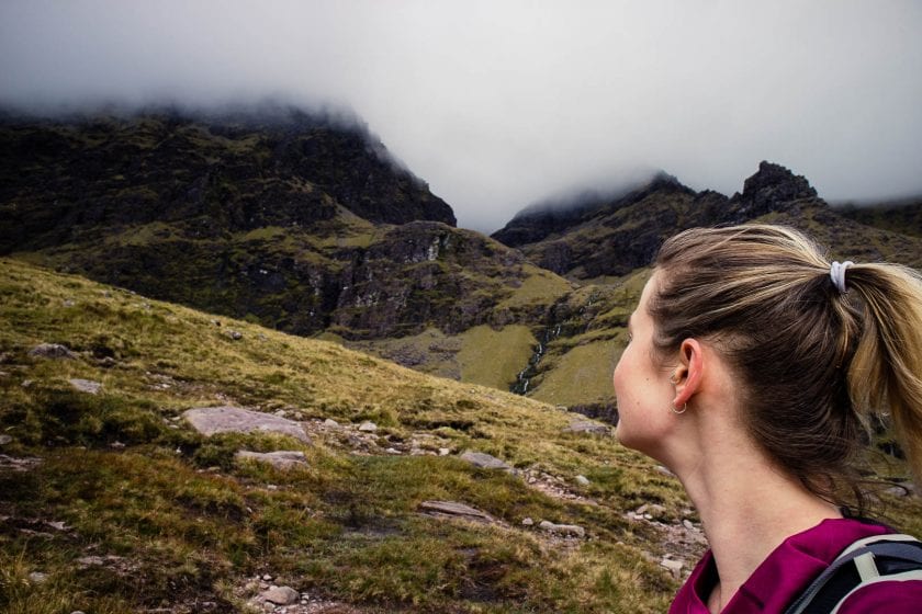 This is a hiking guide about how to climb Carrauntoohil, the highest mountain in Ireland, with different hiking trails up Carrauntoohil and what to pack!