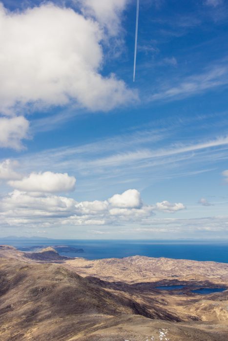 This photo shows the view from the Cuillin hills on the Isle of Rum.
