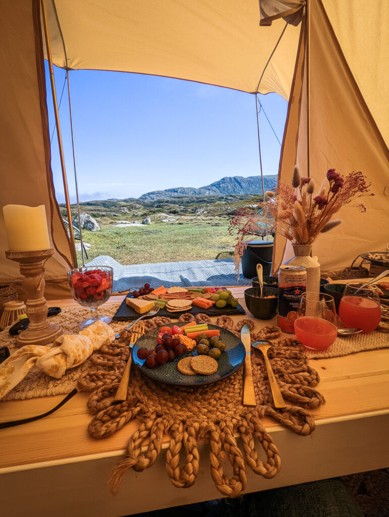 Lunch in a bell tent at Long Island Retreats Croft on South Uist