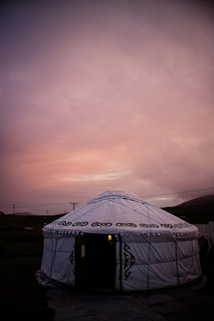 My yurt at Barra Holidays on the Hebridean Way.