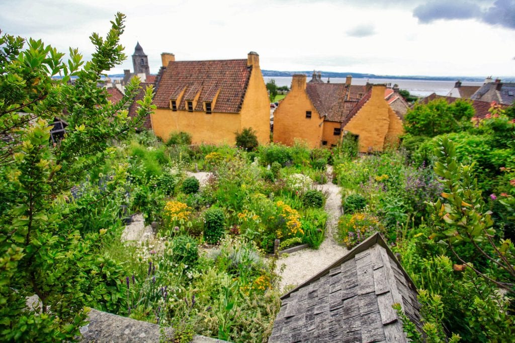 The herb and flower garden behind Culross Palace in Scotland.