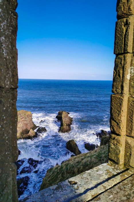 Views of the sea from Dunnottar Castle in Scotland