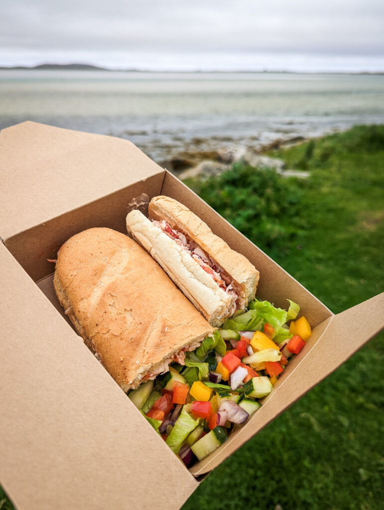 Lobster roll from The Wee Cottage Kitchen food truck, North Uist