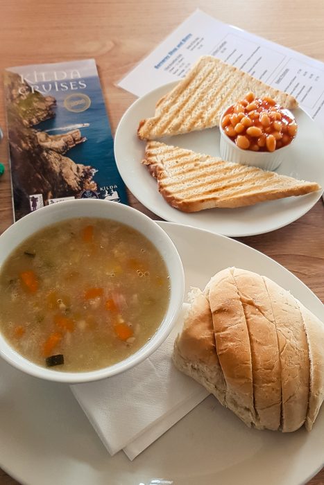 A vegan soup at Berneray Bistro on the Isle of Berneray.