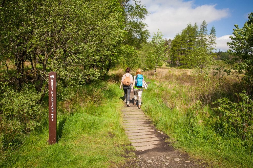 Two women walking the West Highland Way.