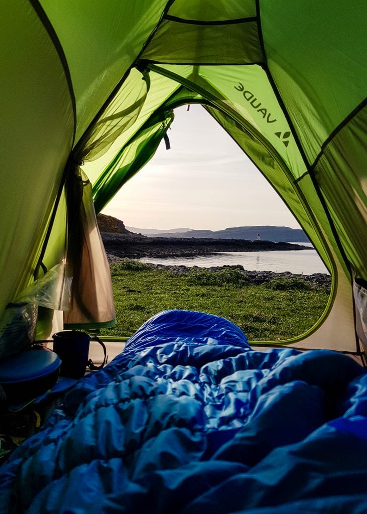 The view from my tent at Kilchattan Bay on the Isle of Bute.