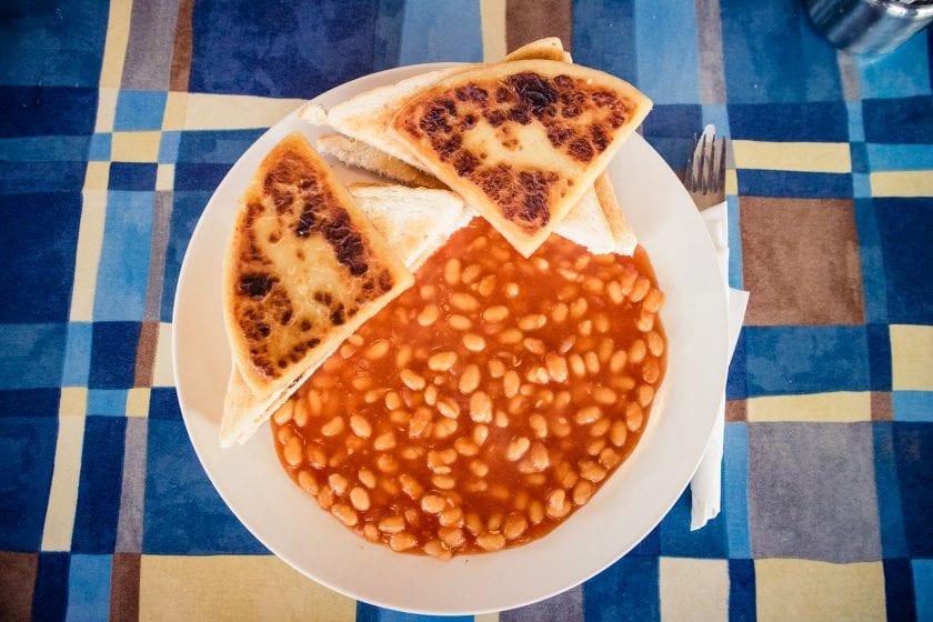Baked beans on toast at the Ettrick Bay tearoom on the Isle of Bute.