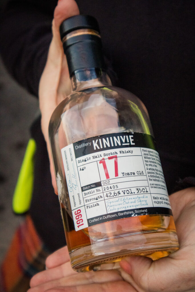 A bottle of Kininvie whisky