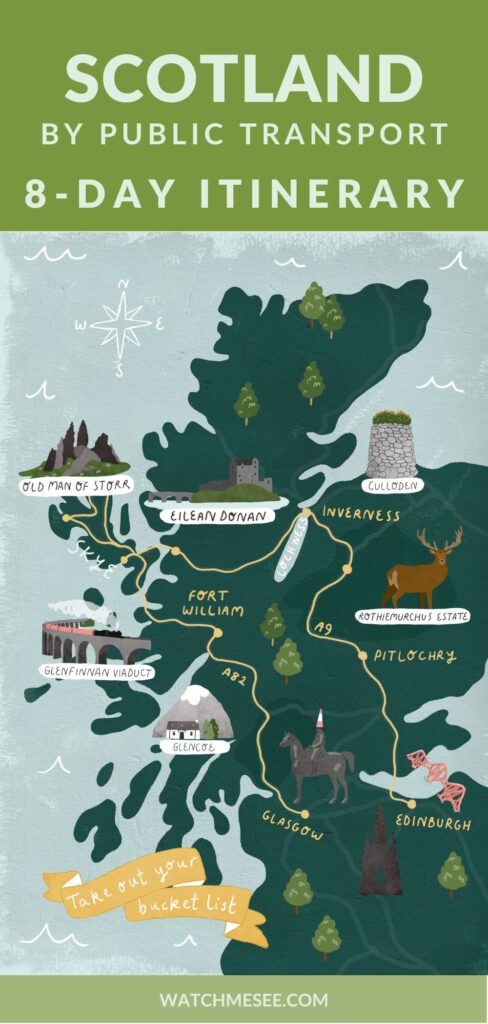 Want to avoid soaring petrol prices or travel more eco-friendly? Use this Scotland itinerary by public transport and travel by bus & train!